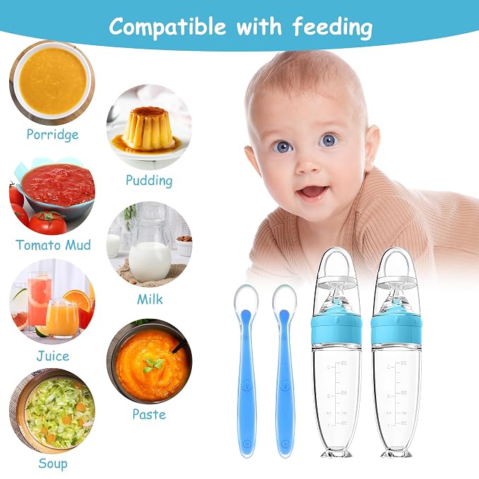 WAJIAYON Baby Food Feeder 4 Pack Silicone Baby Food Dispensing Spoon-3 oz - Image 2