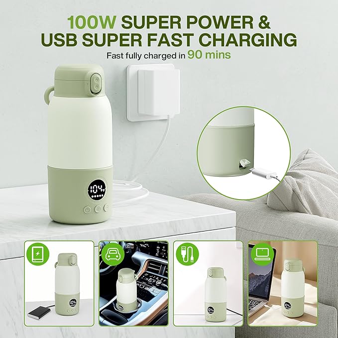 Portable Bottle Warmer for Travel, 2-Min Fast Heating Baby Bottle Warmer - Image 5