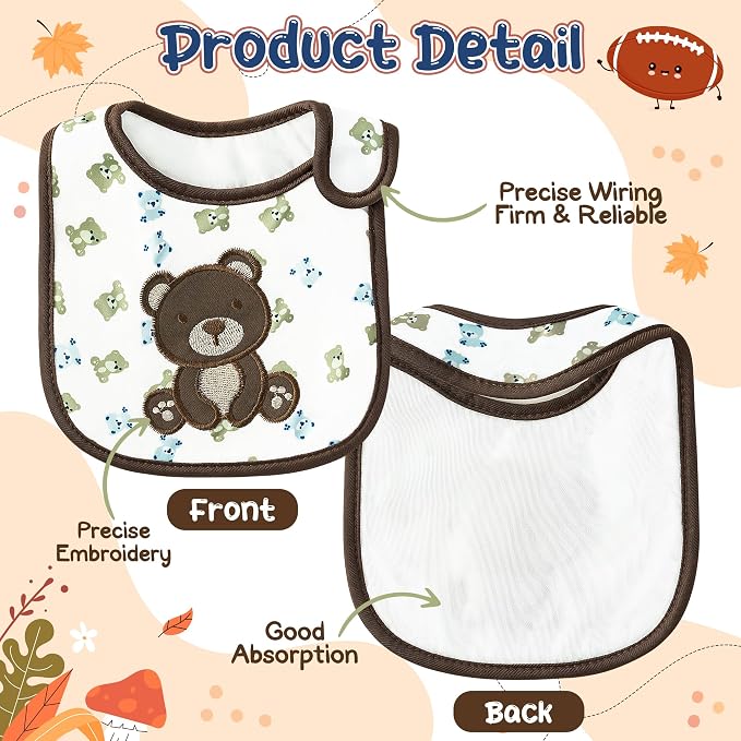 7Pcs Cotton Waterproof Baby Bibs Hook Loop Closure Newborn Bib Keepsake Baby - Image 3