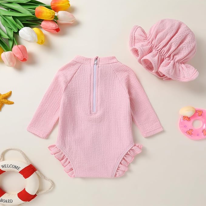 YOUNGER TREE Infant Baby Girls Swimsuit Long Sleeve Swimsuits One Piece - Image 3