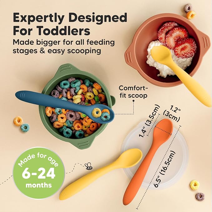 KeaBabies Silicone Baby Spoons, Self Feeding 6-12 months - Image 2