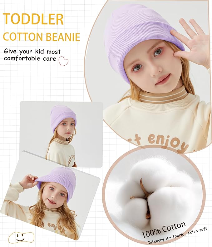 ROYBENS 100% Cotton Baby Beanie Cute Toddler Winter Hat Boys Girls Kids Soft - Image 5