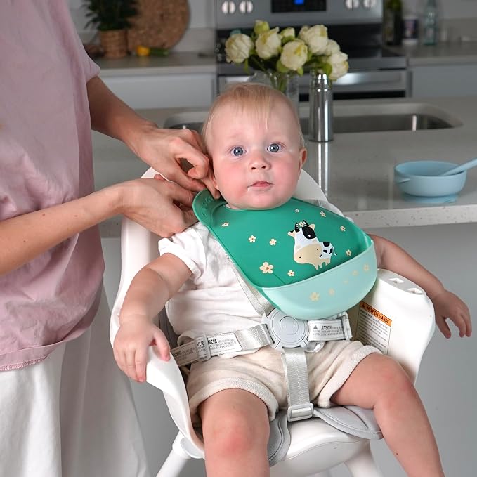 Silicone Baby Bibs Unisex, Self-Feeding, Catch-all Large Pocket, 6-48 months - Image 5