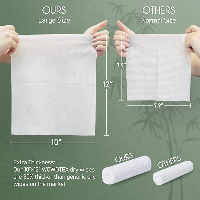Travel Size Bamboo Viscose Disposable Face Towel Biodegradable Large Dry Face - Image 3