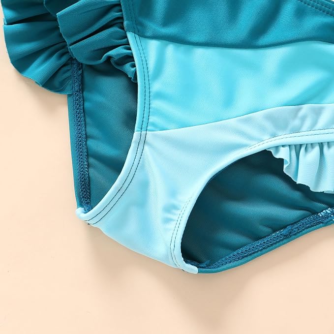 YOUNGER TREE Toddler Girls Two Pieces Swimsuit Color Block Stripe Swimwear - Image 5