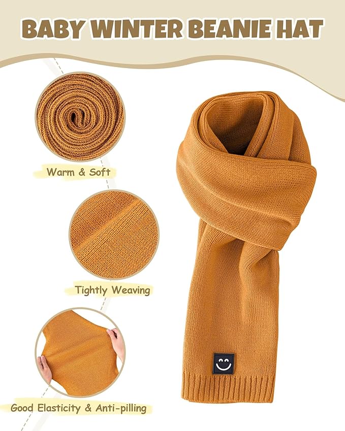 Baby Beanie Mittens Scarf Set, Toddler Kids Winter Hat and Thermal Gloves Neck - Image 3