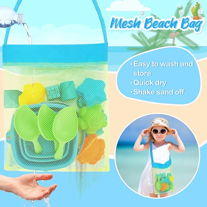 Collapsible Beach Toys for Kids, 3 Pack Foldable Sand Buckets and Shovels Set - Image 3