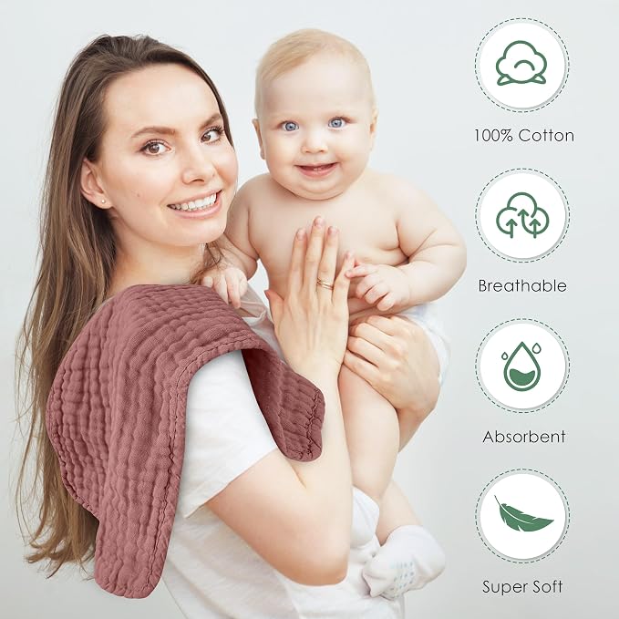 Muslin Burp Cloths 100% Cotton Large 20''x10'' Extra Soft and Absorbent Baby - Image 6