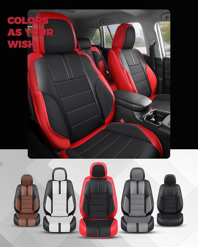 FREESOO Red Black Car Seat Covers Full Set - Image 8