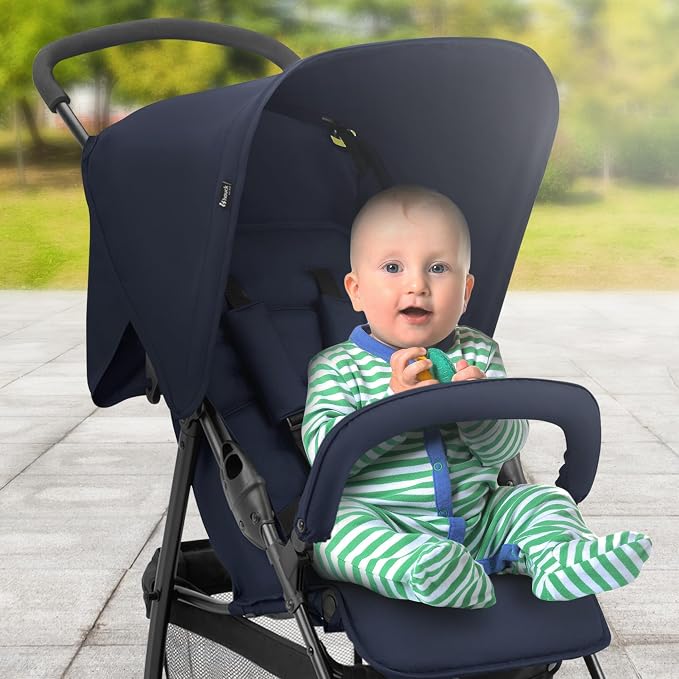 hauck Lightweight and Compact Travel Baby/Toddler Foldable Stroller, Dark Blue - Image 6