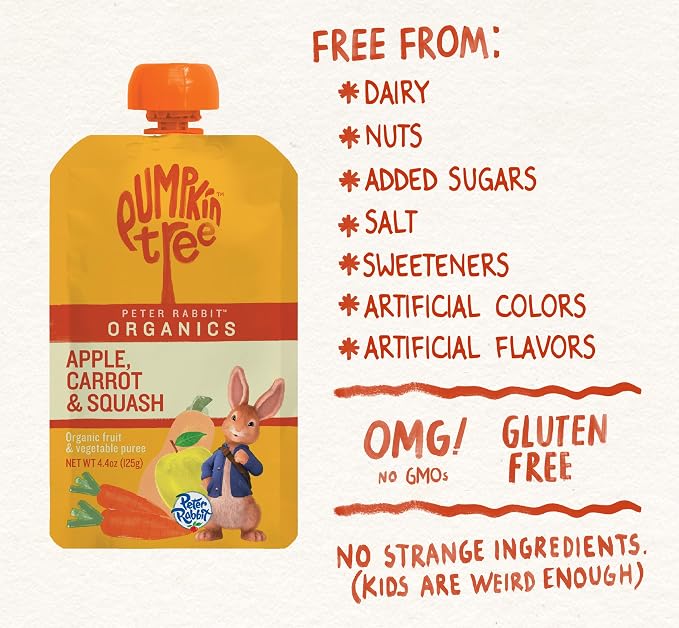 Pumpkin Tree Peter Rabbit Organics Apple, Carrot and Squash Puree, 4.4 Ounce - Image 4