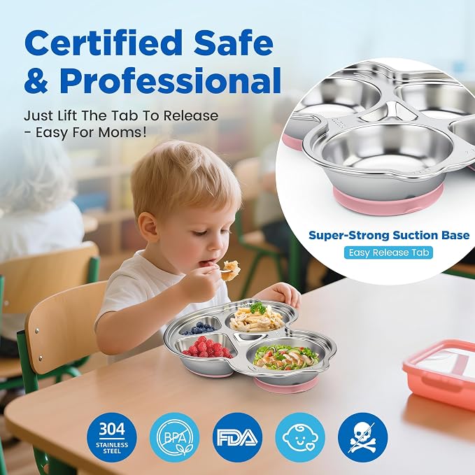 Stainless Steel Baby Suction Plates: Divided Plates Designed - Image 3