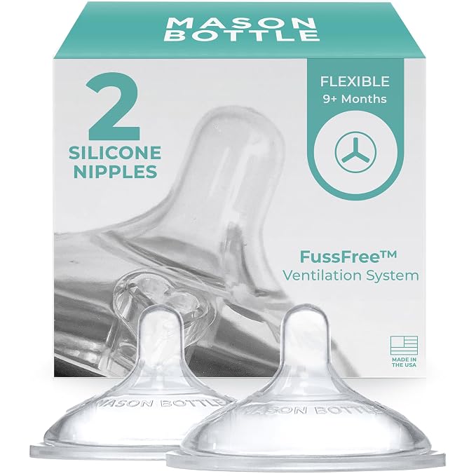 Mason Bottle Flexible Flow Nipples – Silicone Baby Bottle Nipples, Fits Any by MASONBOTTLE