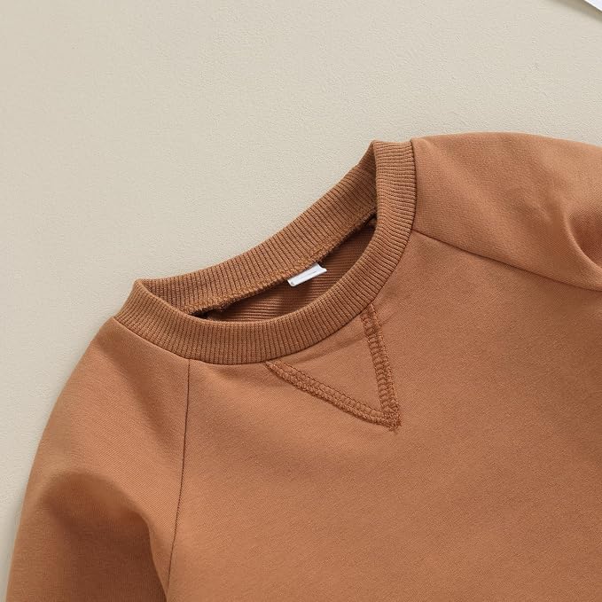 Toddler Baby Boy Clothes Solid Color Long Sleeve Crewneck Sweatshirt Top Casual - Image 4