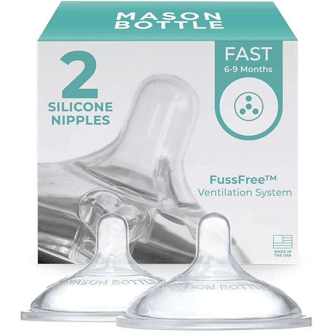 Mason Bottle Fast Flow Nipples – Silicone Baby Bottle Nipples, Fits Any by MASONBOTTLE