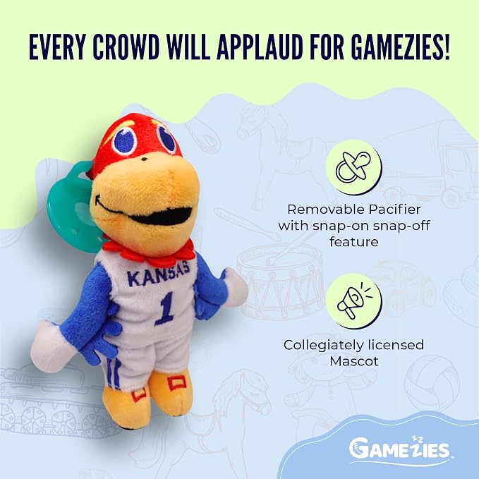 Gamezies Baby Boy and Girl College Mascot Stuffed Toy Plush Silicone Pacifier - Image 2