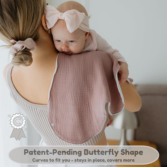 Butterfly Cotton Muslin Burp Cloths 3-Layer, Extra-Large 26”x12” - Image 4