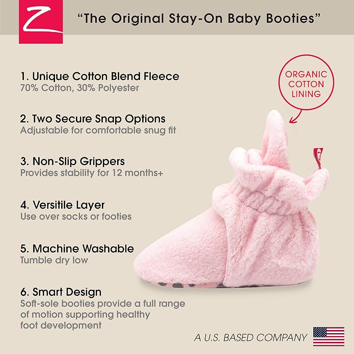 Zutano Unisex Fleece Baby Booties, Two Snap Closure, Newborn to 24 Months - Image 3