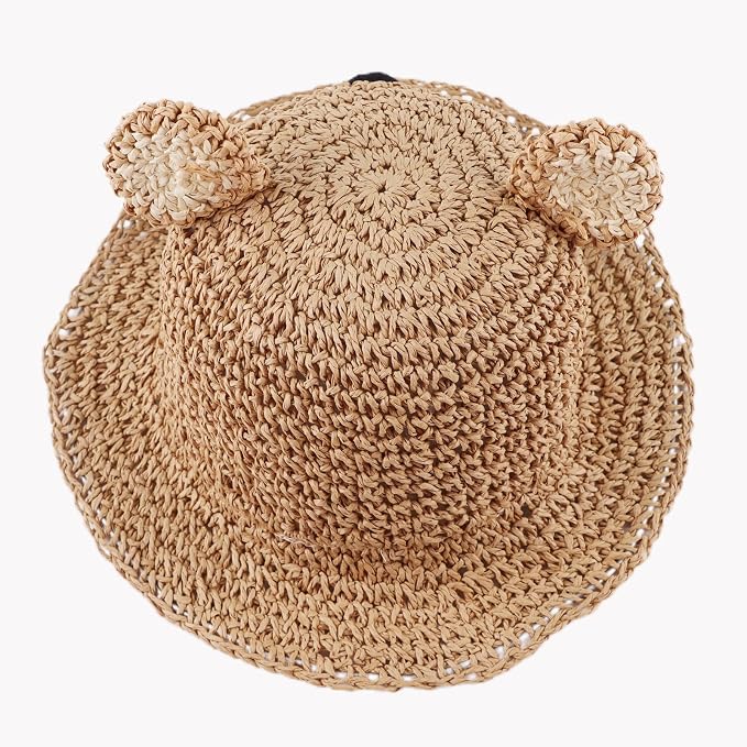 Baby Girl Straw Hat Outdoor Baby Sun Protection Hats Summer Bowknot Beach Cap - Image 3