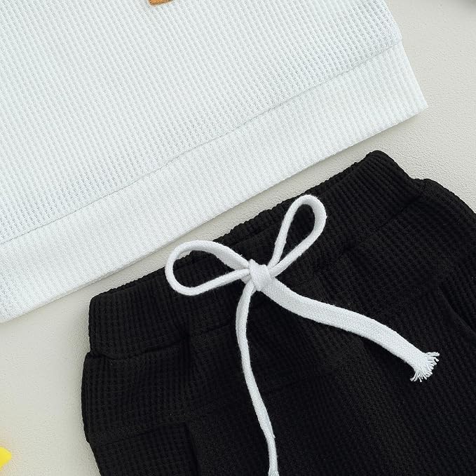 Toddler Baby Boy Fall Clothes Waffle Outfit Long Sleeve Color Blocking - Image 4