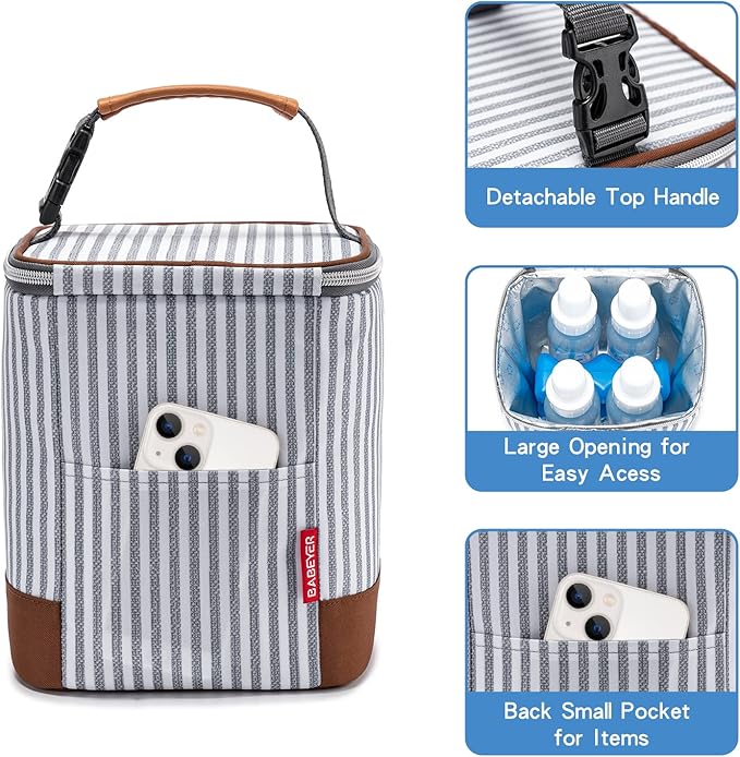 Breast Milk Cooler Bag with Ice Pack Fits 4 Baby Bottles Up to 9 Ounce - Image 4
