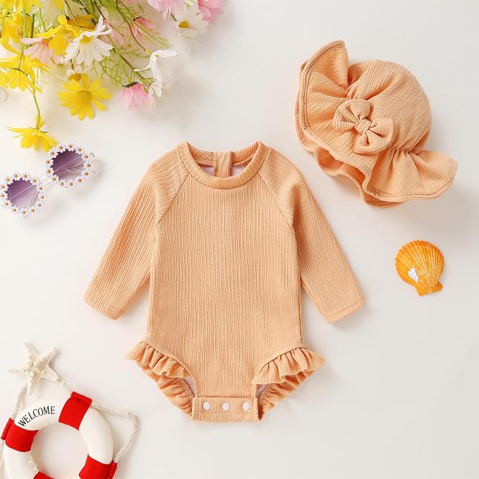 YOUNGER TREE Infant Baby Girls Swimsuit Long Sleeve Swimsuits One Piece - Image 2