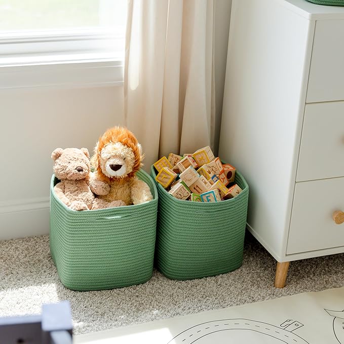 NaturalCozy 13 Inch Cube Storage Bins Cotton Rope Woven Baskets - Image 9
