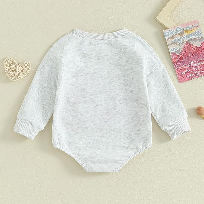 VISGOGO Newborn Infant Baby Boy Girls Oversized Romper Little Dude Sweater - Image 4