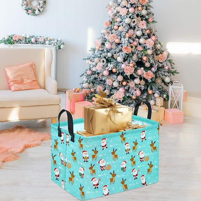 Rectangle Basket, Kids Organizer, Santa Deer Pattern Toy Storage Cube, Clothes - Image 2