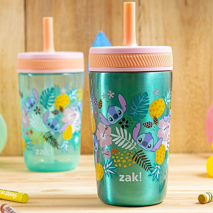 Zak Designs Disney Lilo and Stitch Kelso Tumbler Set, Leak-Proof Screw-On Lid - Image 2