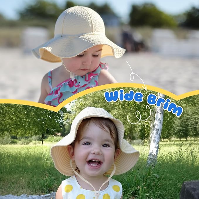 HONGTEYA Baby Sun Hat Toddler Girl Beach Hat Adjustable Outdoor Summer Hat UPF - Image 4