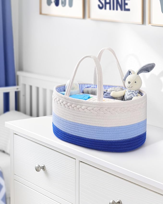Maliton Baby Diaper Caddy Organizer, Cotton Rope Diaper Caddy Basket, Large - Image 7