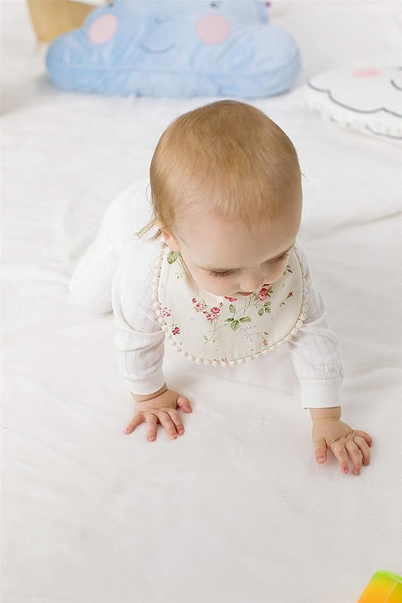 GZMM Baby Bib For Girls, Reversible Waterproof Handmade Natural Cotton Baby - Image 4