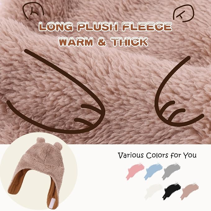 Bear Baby Winter Hat Toddler Earflap Beanie Unisex Infant Snow Cap Warm Fleece - Image 2