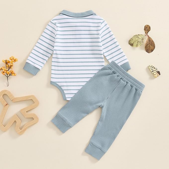 Newborn Baby Boy Girl Clothes Ribbed Knitted Long Sleeve Romper Pants Solid - Image 7