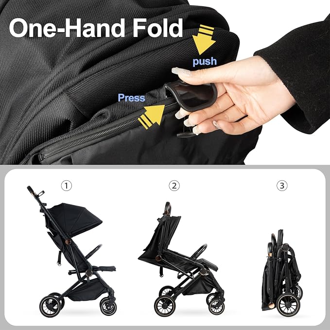 Baby Stroller, 3 in 1 Folding High Landscape Infant Strollers Convertible - Image 3