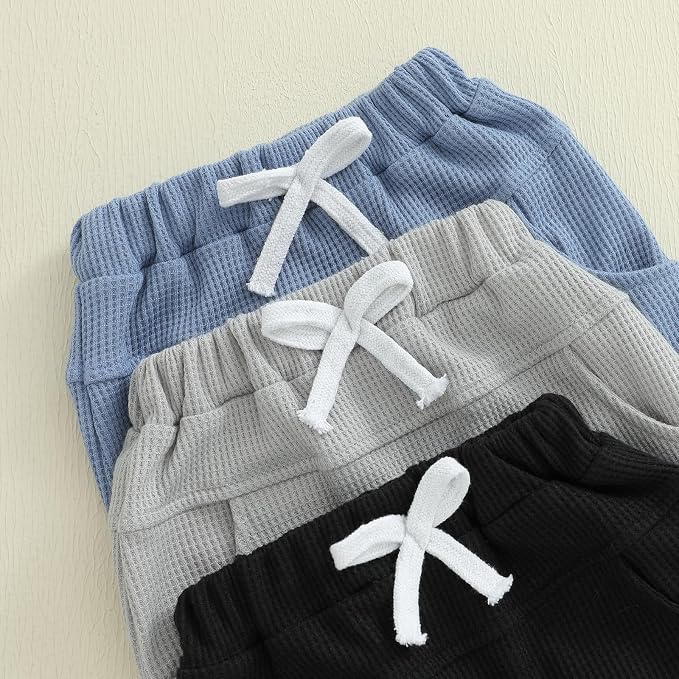 Sejardin Toddler Baby Boy Girl Pants 3 Pack Solid Color Elastic Waist Jogger - Image 6
