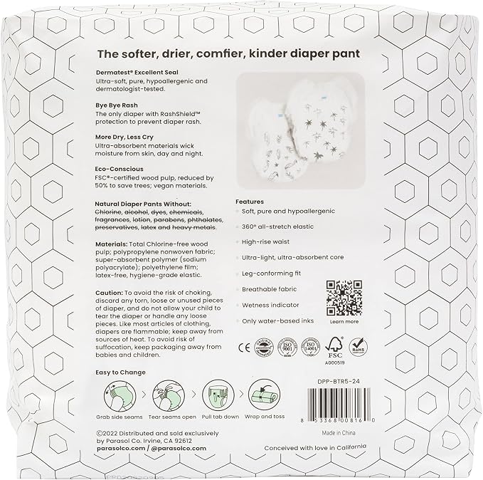 Parasol Clear+Dry Natural Disposable Diaper Pants, RashShield Protection and - Image 5