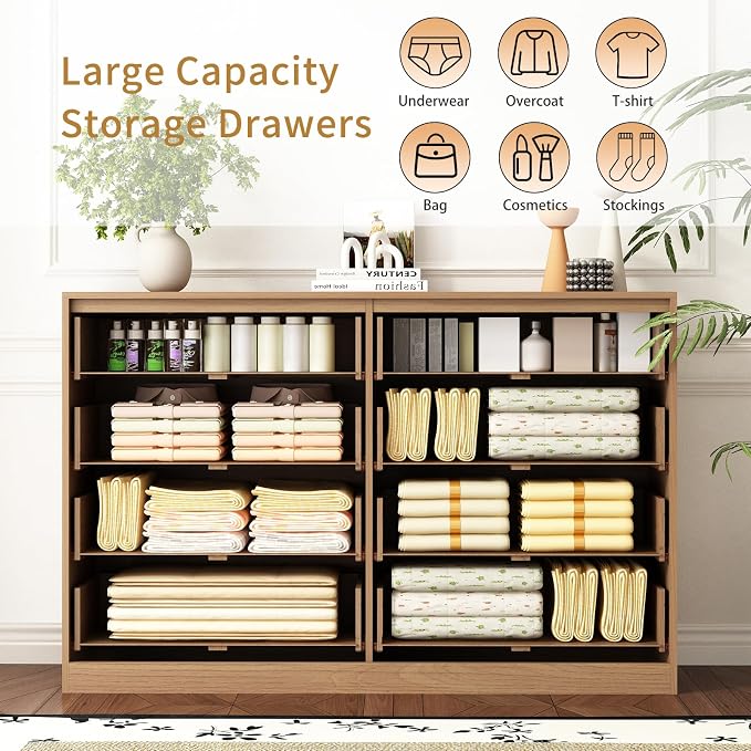 8 Drawer Dresser for Bedroom, Modern Fluted Double Dresser, Mid Century Wooden - Image 5