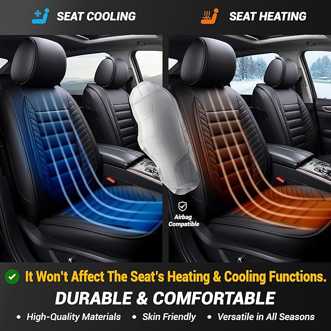 OASIS AUTO Car Seat Covers Premium Waterproof Faux Leather Cushion Universal - Image 5