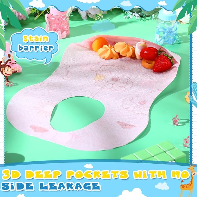 100/200 Pcs Disposable Baby Bibs Bulk Travel Feeding Bib Soft Food Catcher - Image 5