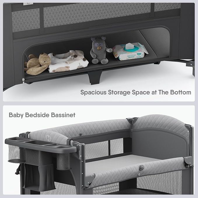 4 in 1 Baby Bassinet, Pack and Play, Bedside Crib Sleeper, Diaper Changer - Image 5