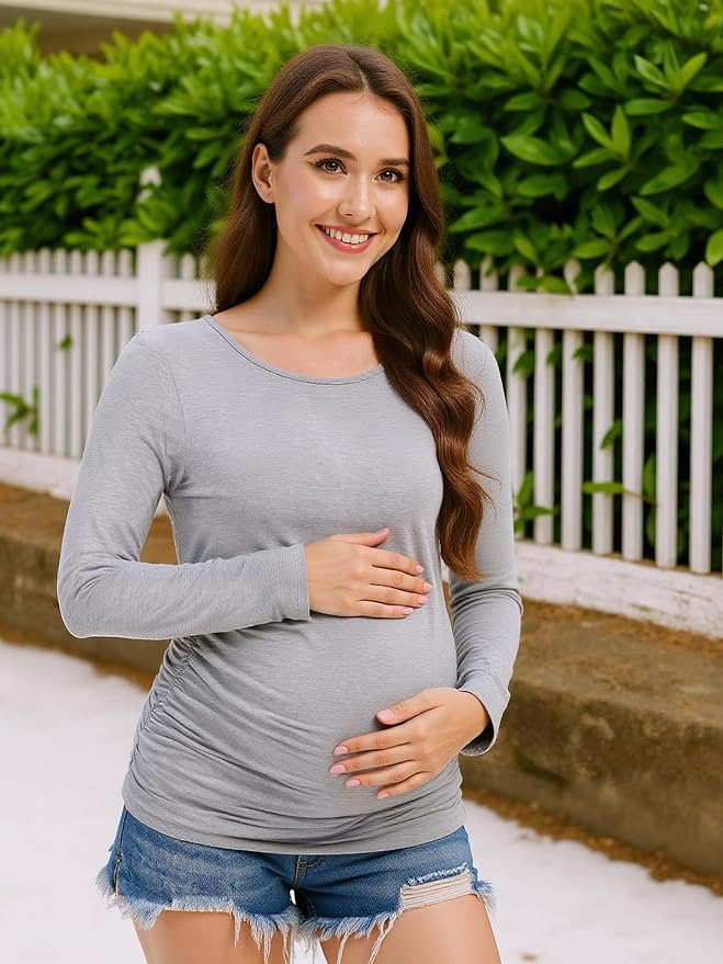 Maternity Shirts Long Sleeve Pregnancy Top - Image 5