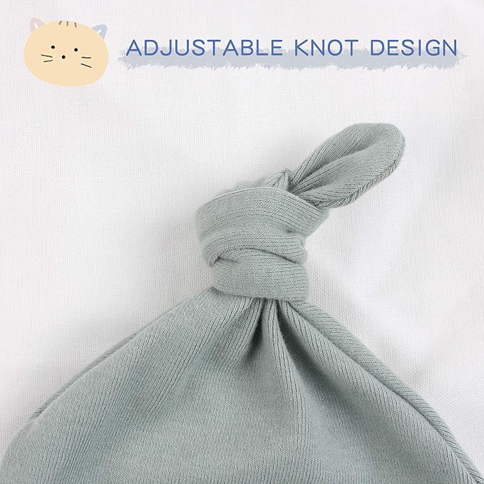 JANGANNSA Newborn Baby Hat Infant Baby Boys Beanie Top Knot Stretchy Hats - Image 3