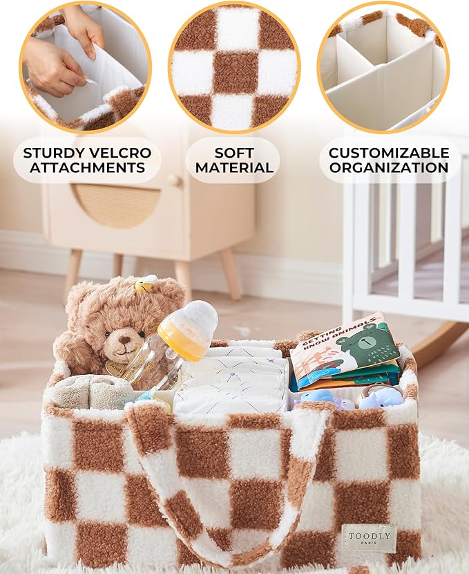 Checkered Diaper Caddy Organizer - Image 4