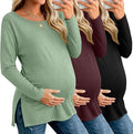 Riyiper 3 Pack Women's Maternity Long Sleeve T-Shirts Round Neck Side Split by Riyiper