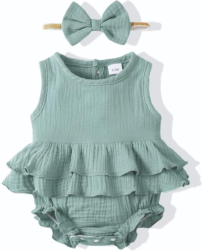 Renotemy Newborn Infant Baby Girl Clothes Rompers Summer Jumpsuits Short Sleeve by Renotemy
