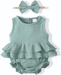 Renotemy Newborn Infant Baby Girl Clothes Rompers Summer Jumpsuits Short Sleeve by Renotemy