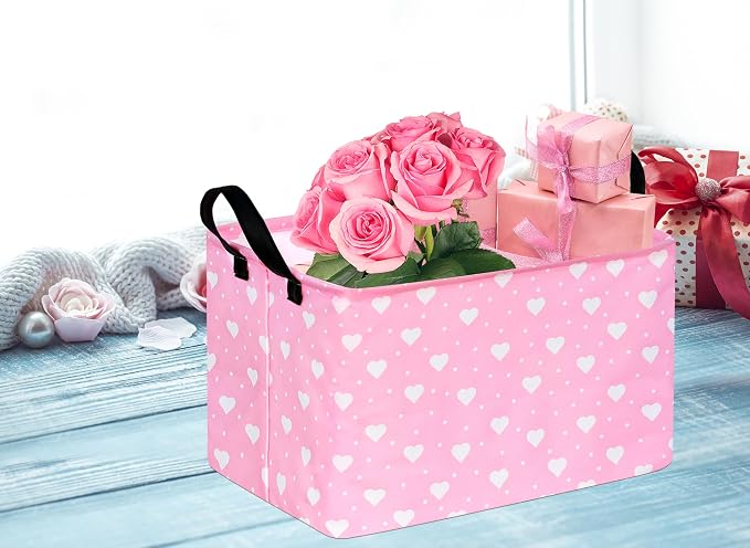 Rectangle Heart Partten Kids Gift Storage Basket Home Shelf Storage Basket - Image 5
