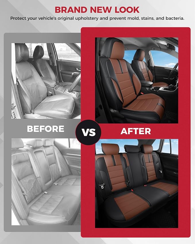 FREESOO Black Brown Car Seat Covers Full Set - Image 7